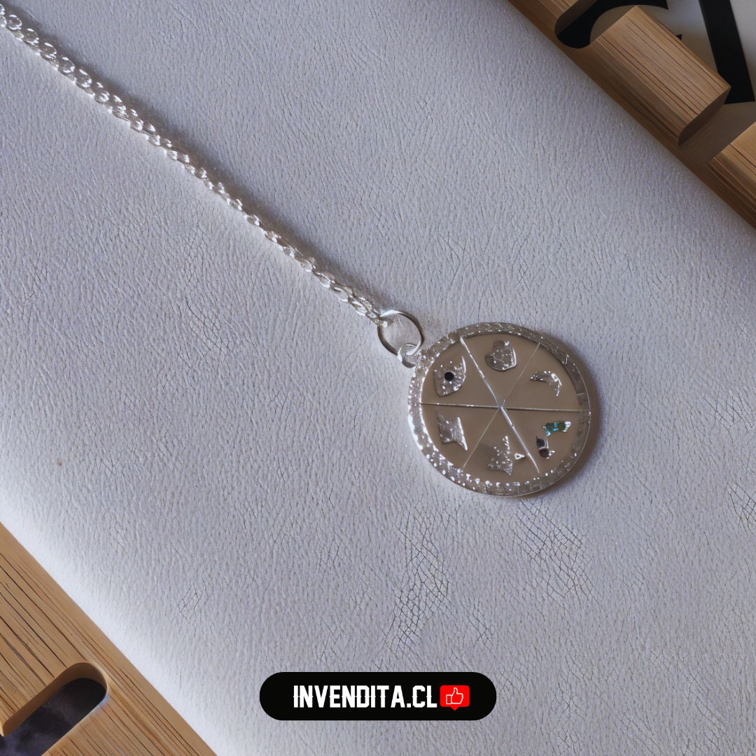 Collar de plata 925 medallón con diferentes signos