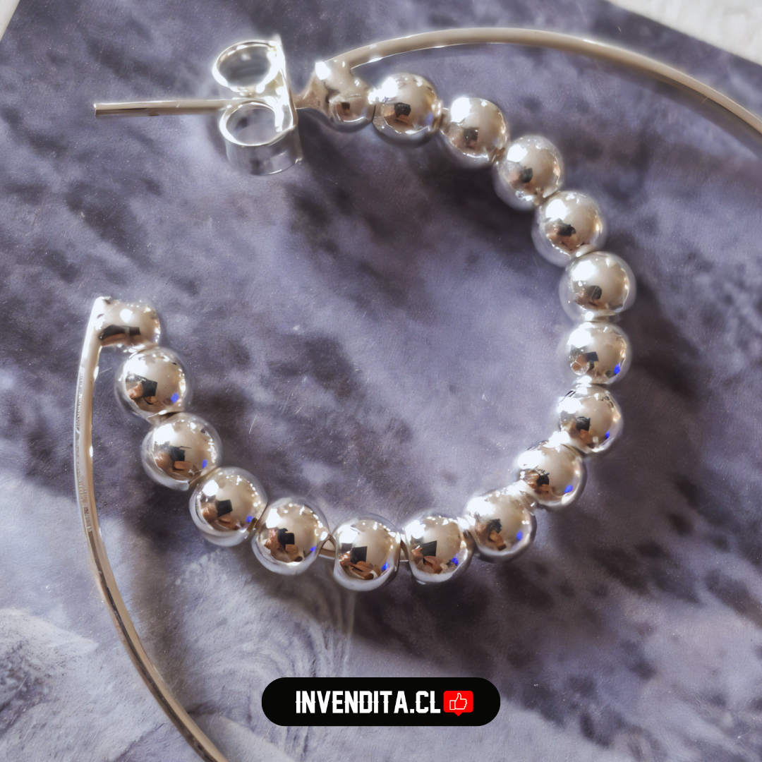Aros de plata 925 luna formada por esferas