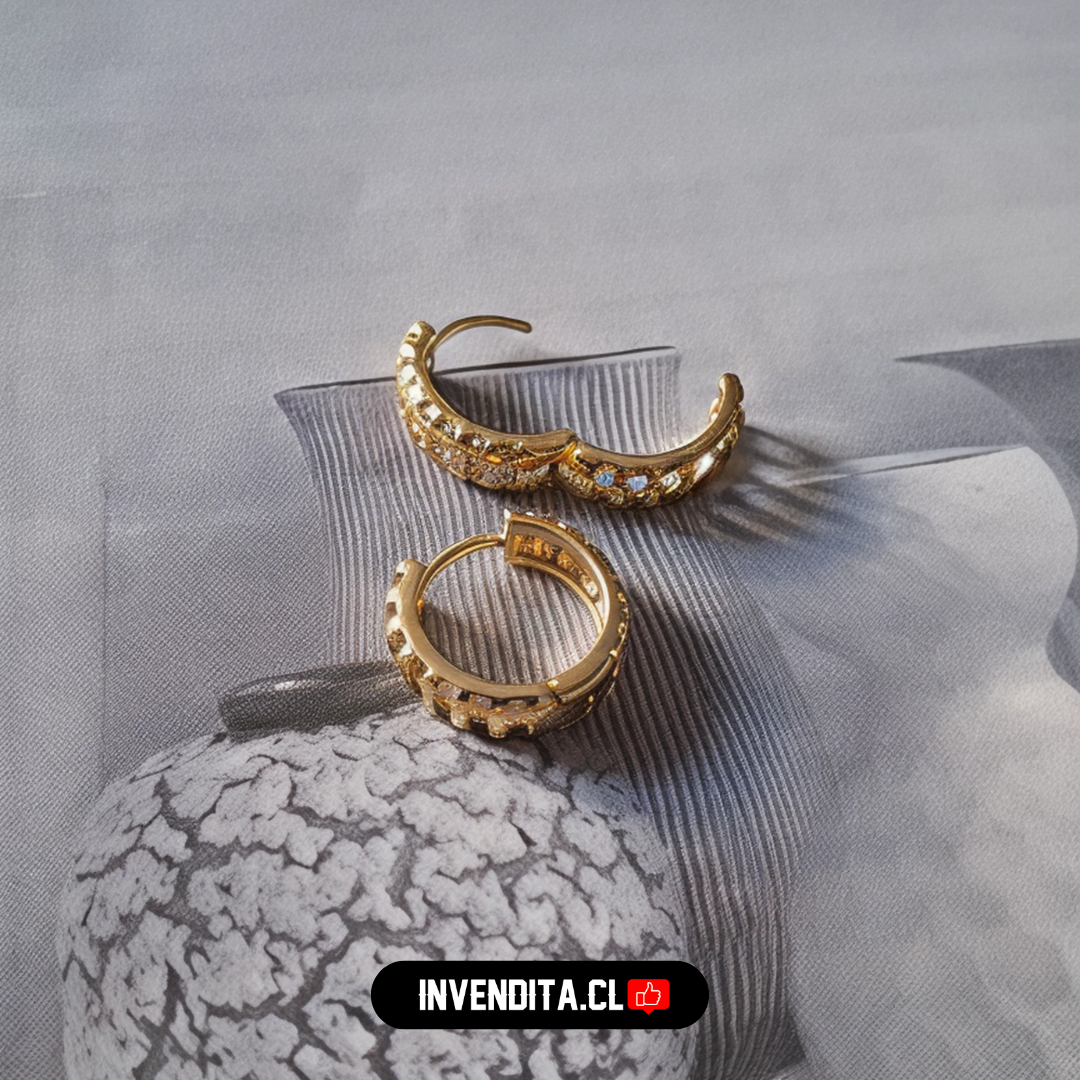 Aros enchapados en oro argollas y bordes con circones