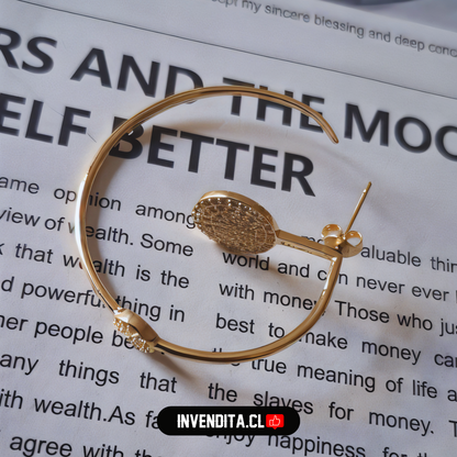 Aros enchapados en oro argollas grandes con doble detalle de circonio