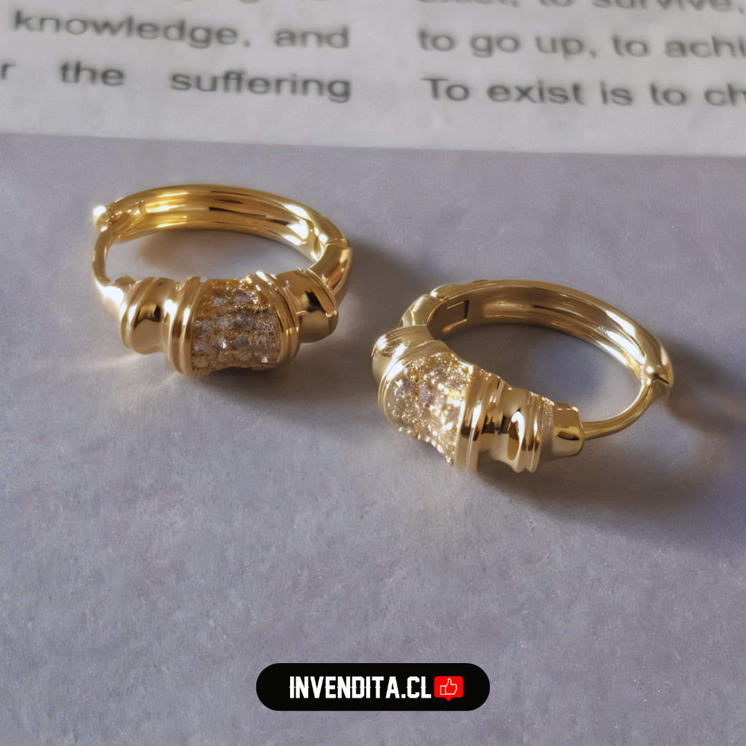 Aros enchapados en oro diseño argollas con serie de circones