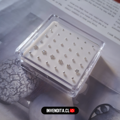 Aros de plata 925 set de piercing de nariz