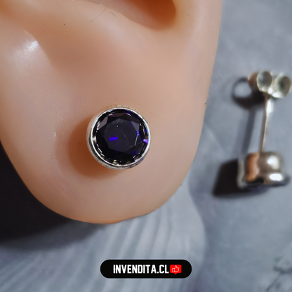 Aros de plata 925 circón morado