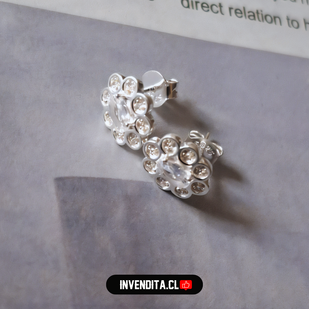 Aros de plata 925 estilo lady con circón central