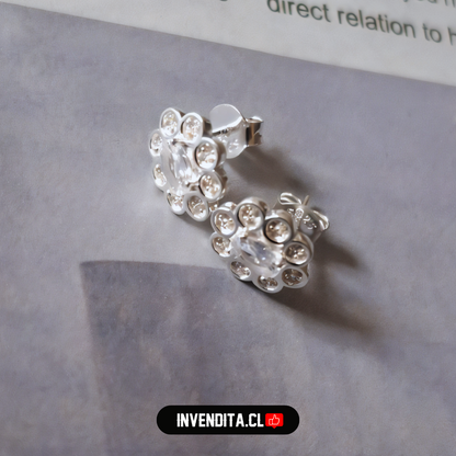 Aros de plata 925 estilo lady con circón central