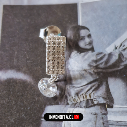 Aros de plata 925 estilo banda con circones y circón colgante