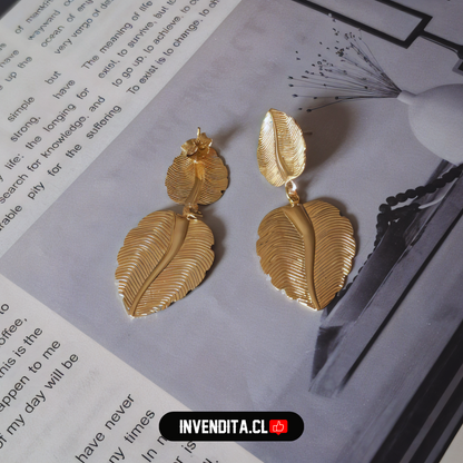 Aros enchapados en oro diseño placas de hojas