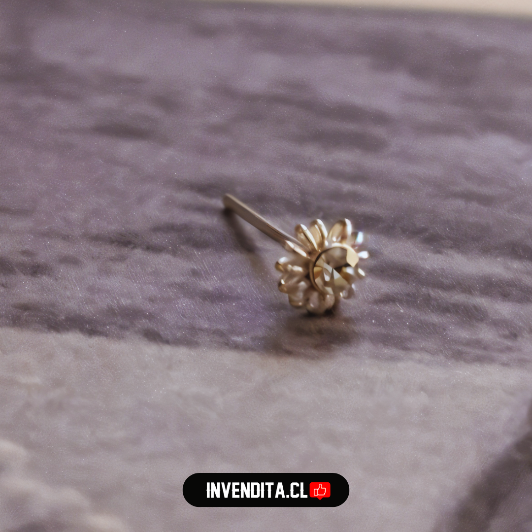 Aros de plata 925 piercing flor pétalo con circón