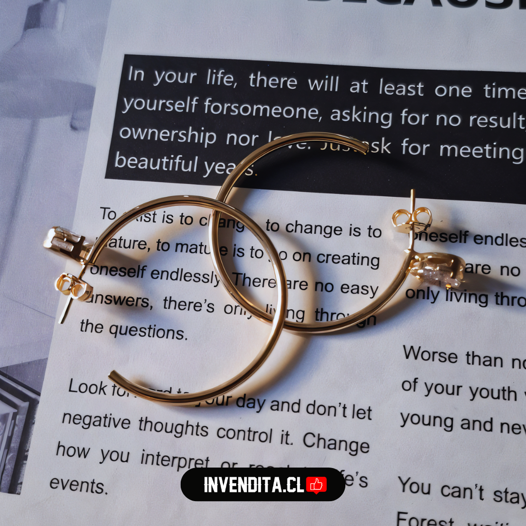 Aros enchapados en oro argollas con circón estilo lady