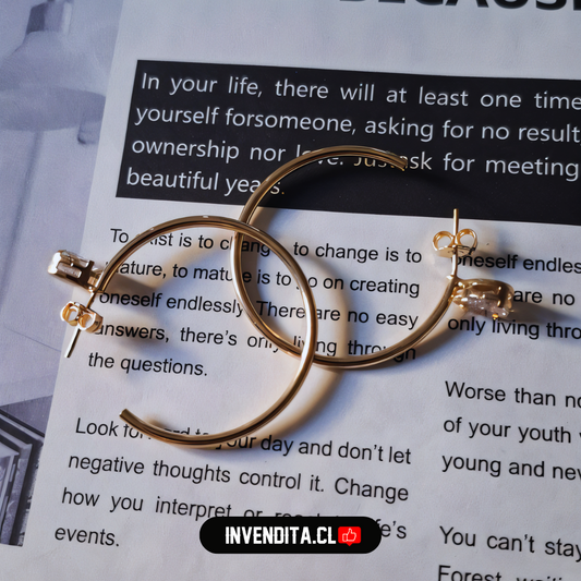 Aros enchapados en oro argollas con circón estilo lady