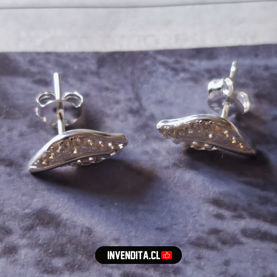 Aros de plata 925 pegado diseño hoja micro circones