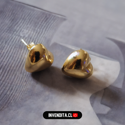 Aros enchapados en oro diseño corazón liso