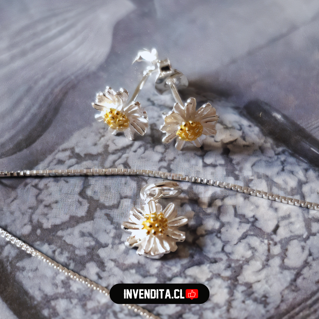 Conjunto de plata 925 modelo margarita