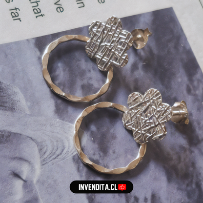 Aros de plata 925 flores texturizadas