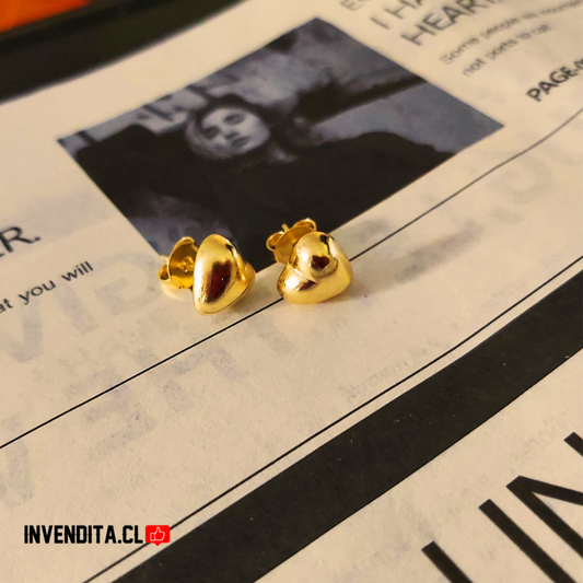 Aros enchapados en oro diseño corazón liso