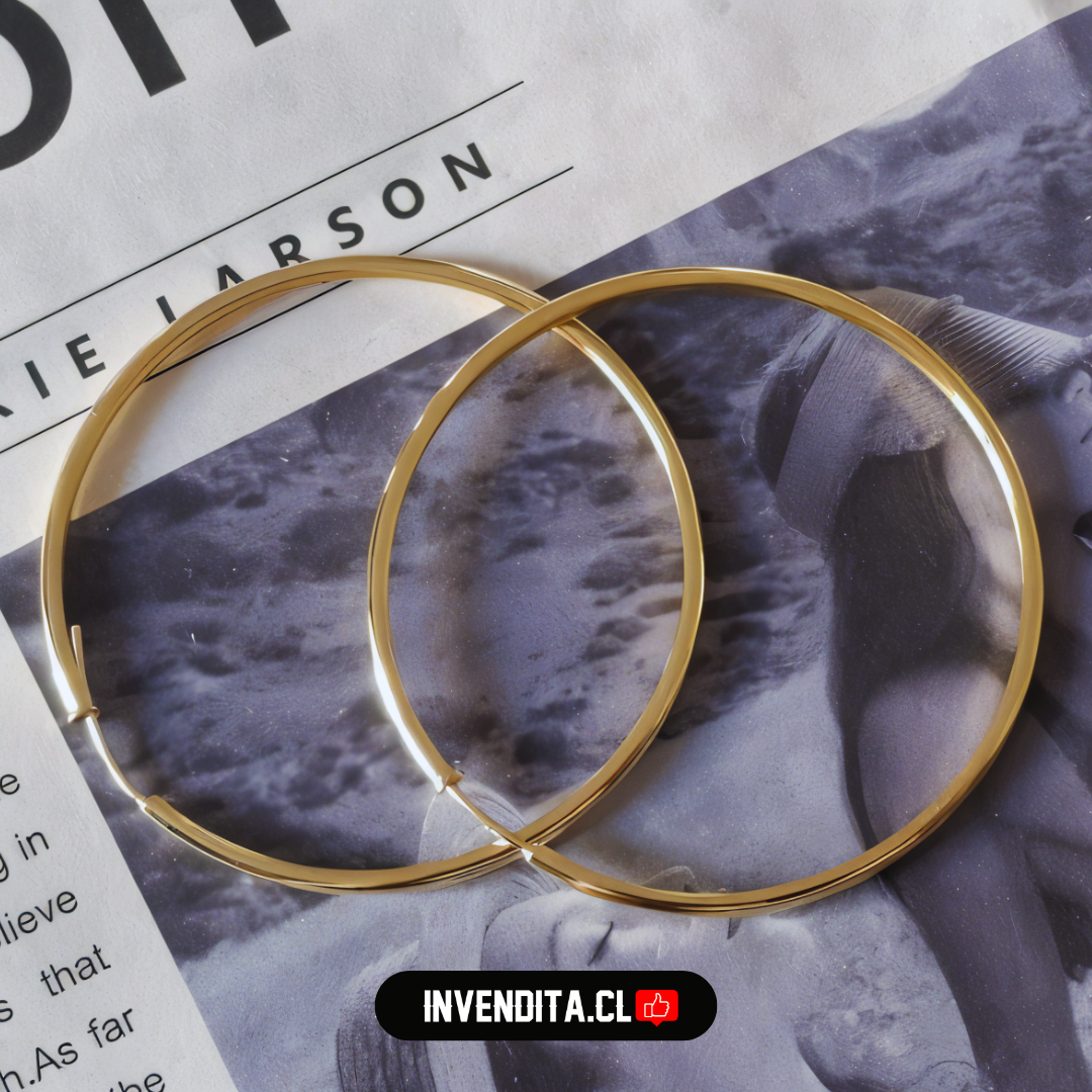 Aros enchapados en oro diseño argollas lisas