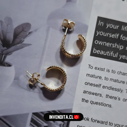 Aros enchapados en oro argollas semi abierto enmarcado de estrella con circones