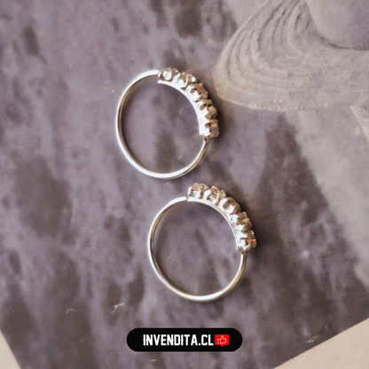 Aros de plata 925 piercing con circones brillantes