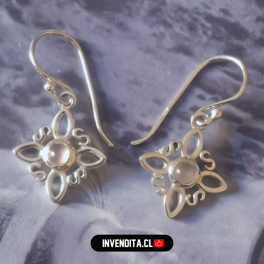 Aros de plata 925 nudo de brujas con piedra luna