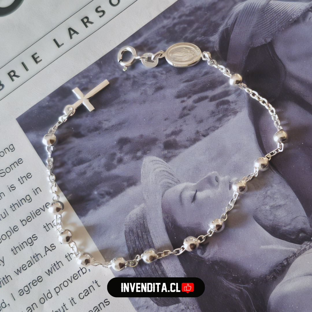 Pulsera de Plata 925 denario de la virgen de los rayos milagrosa