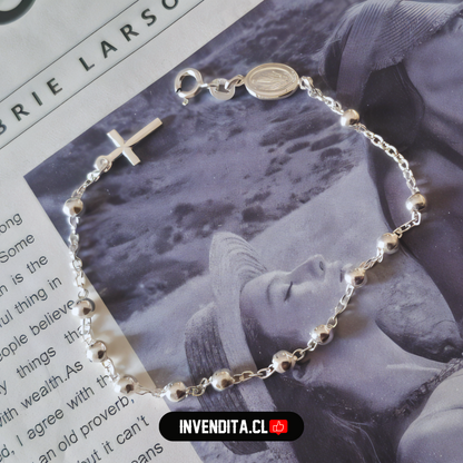 Pulsera de Plata 925 denario de la virgen de los rayos milagrosa