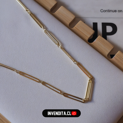 Collar enchapado en oro eslabones ovalados largos