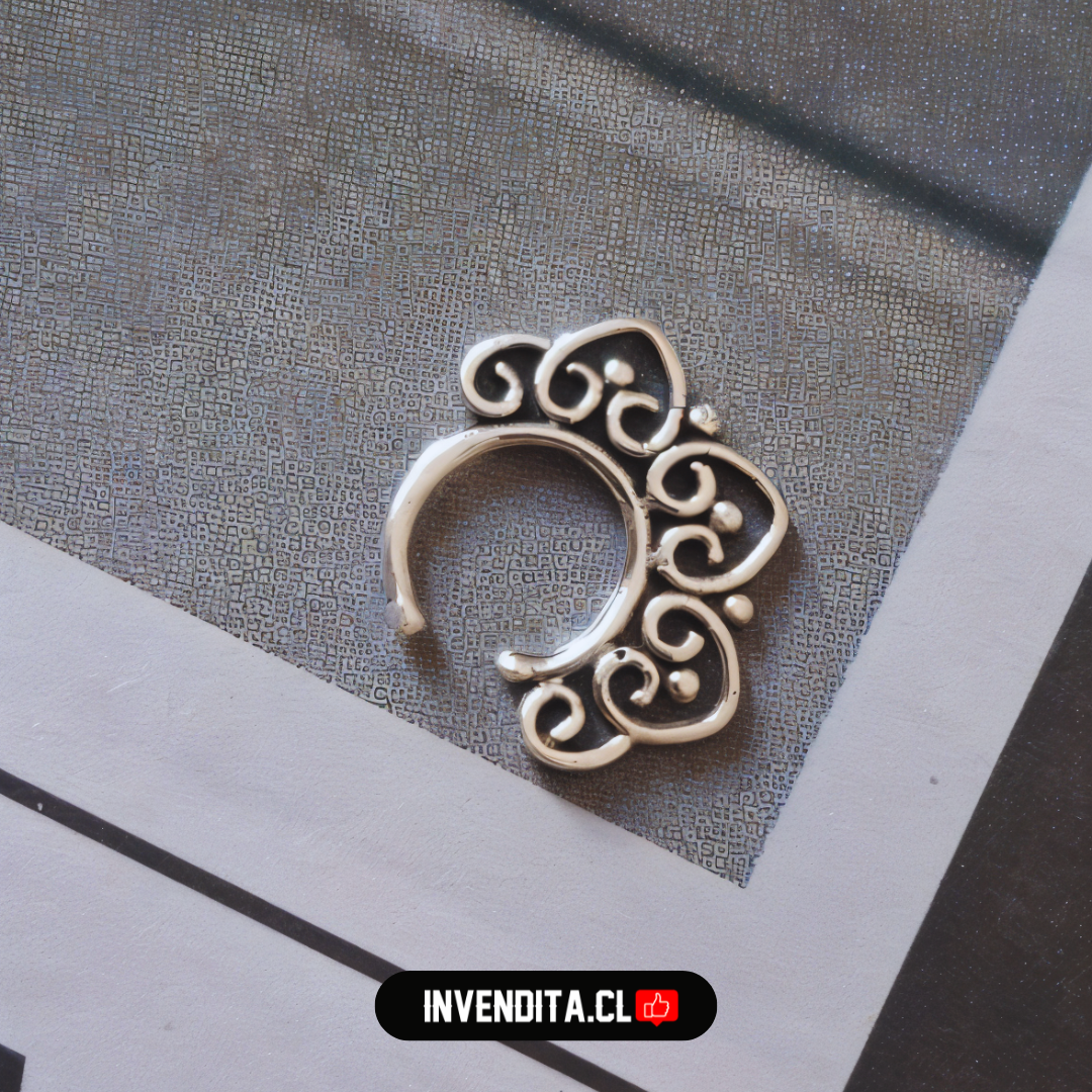 Aros de plata 925 piercing septum diseño corazones