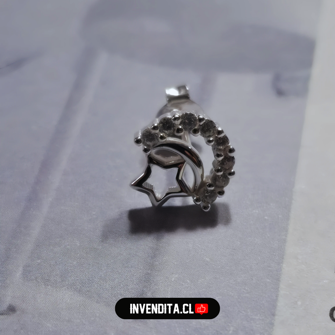 Aros de plata 925 figuras de estrella y luna con circones