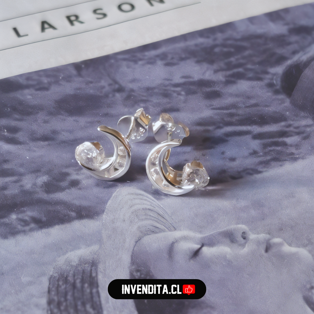 Aros de plata 925 media luna con circón