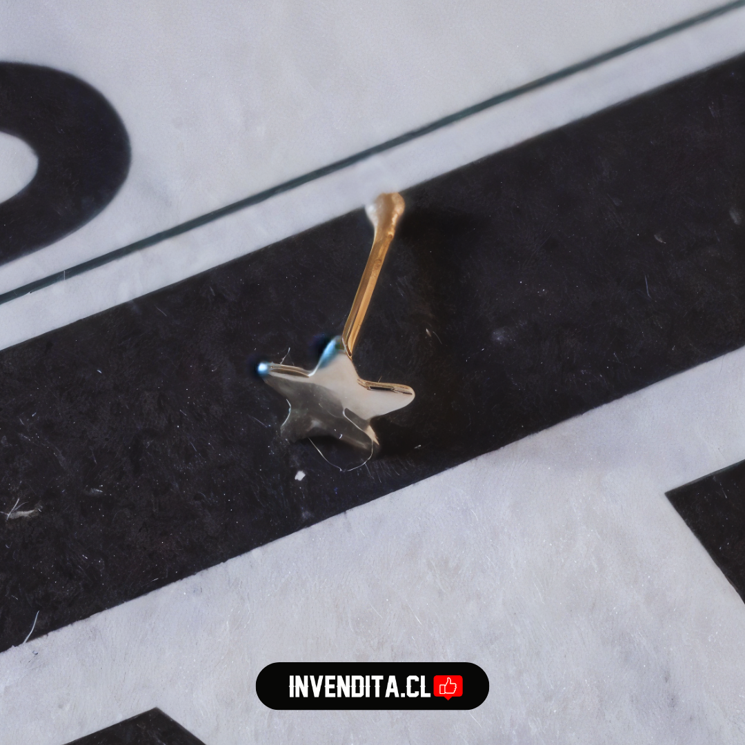 Aros de plata 925 piercing estrella gris