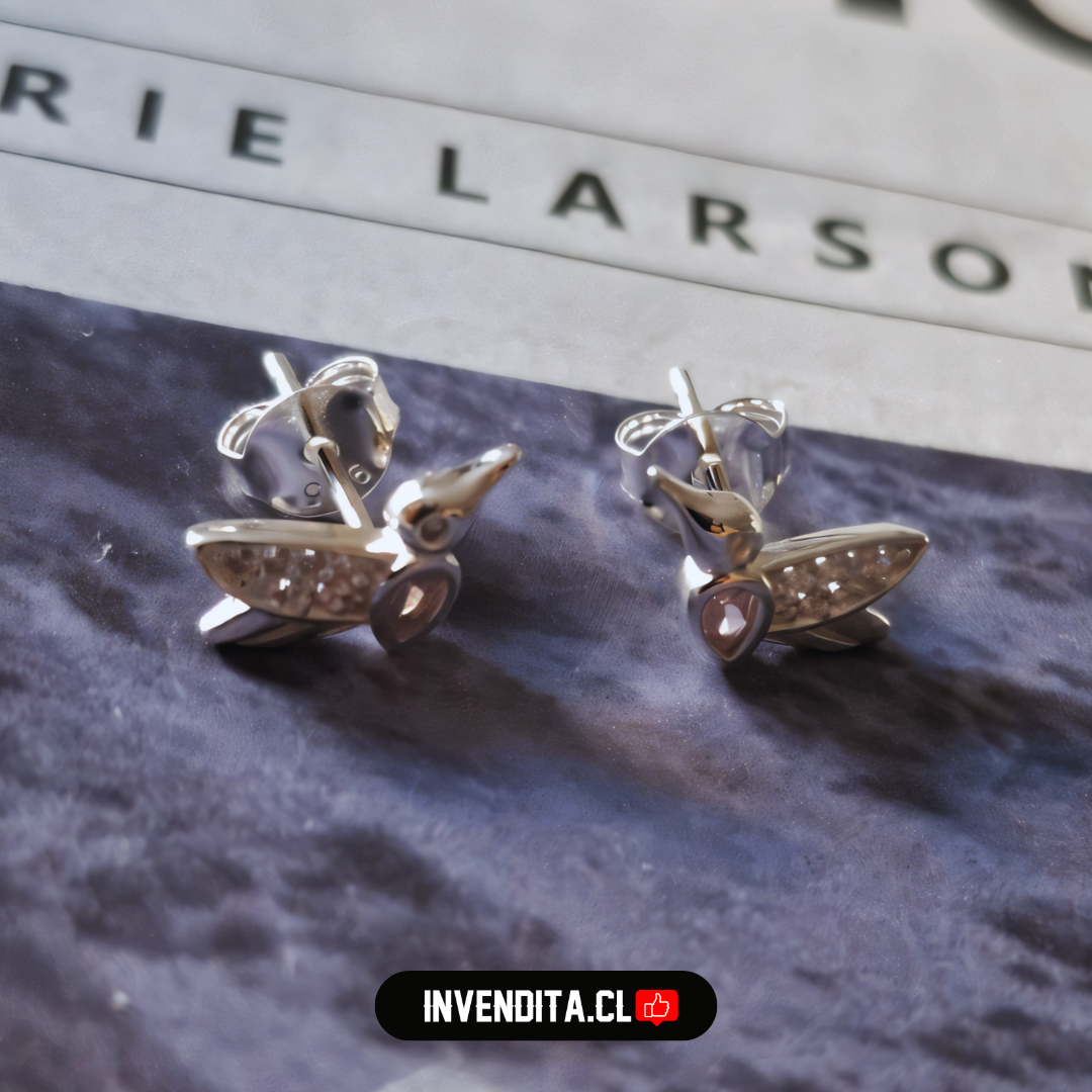 Aros de plata 925 colibrí circones rosa