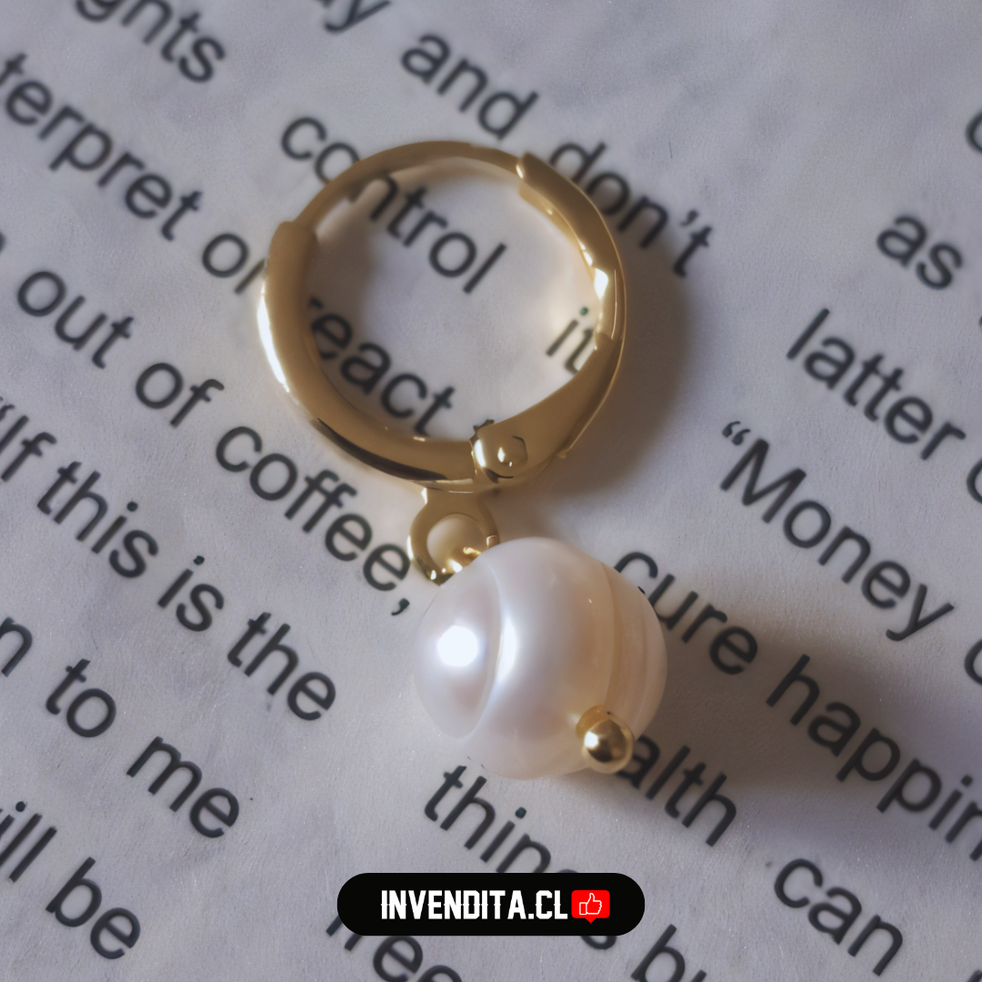 Aros enchapados en oro argollas con perlas planas de imitación