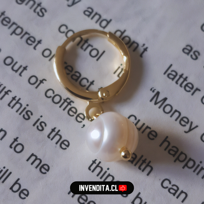 Aros enchapados en oro argollas con perlas planas de imitación