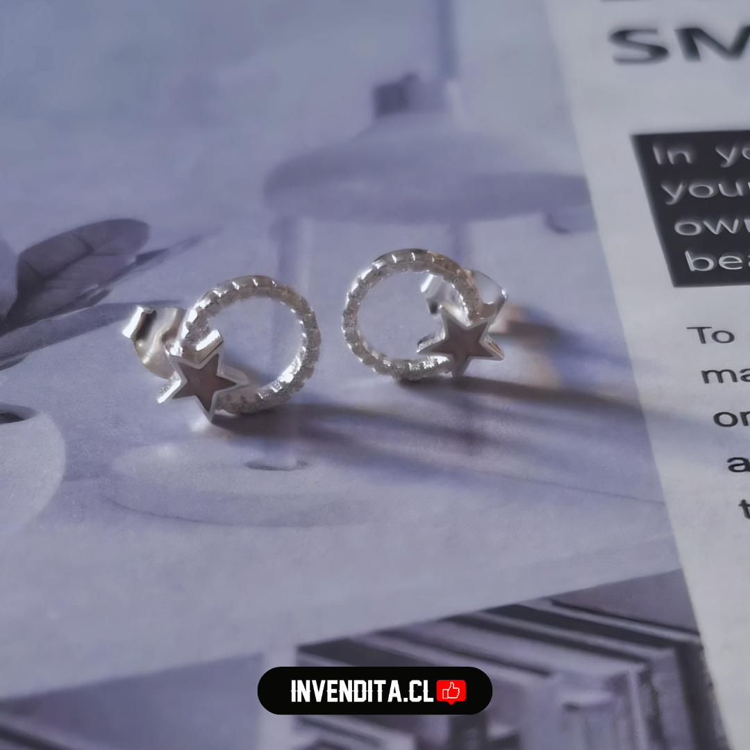 Aros de plata 925 circulo con estrella de Ópalo australiano