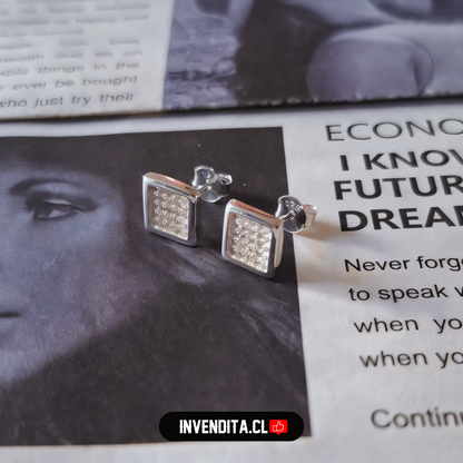 Aros de plata 925 cuadrado con circones