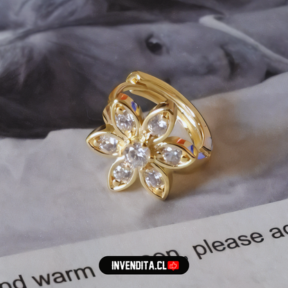 Aros enchapados en oro diseño flor de circones tradicionales