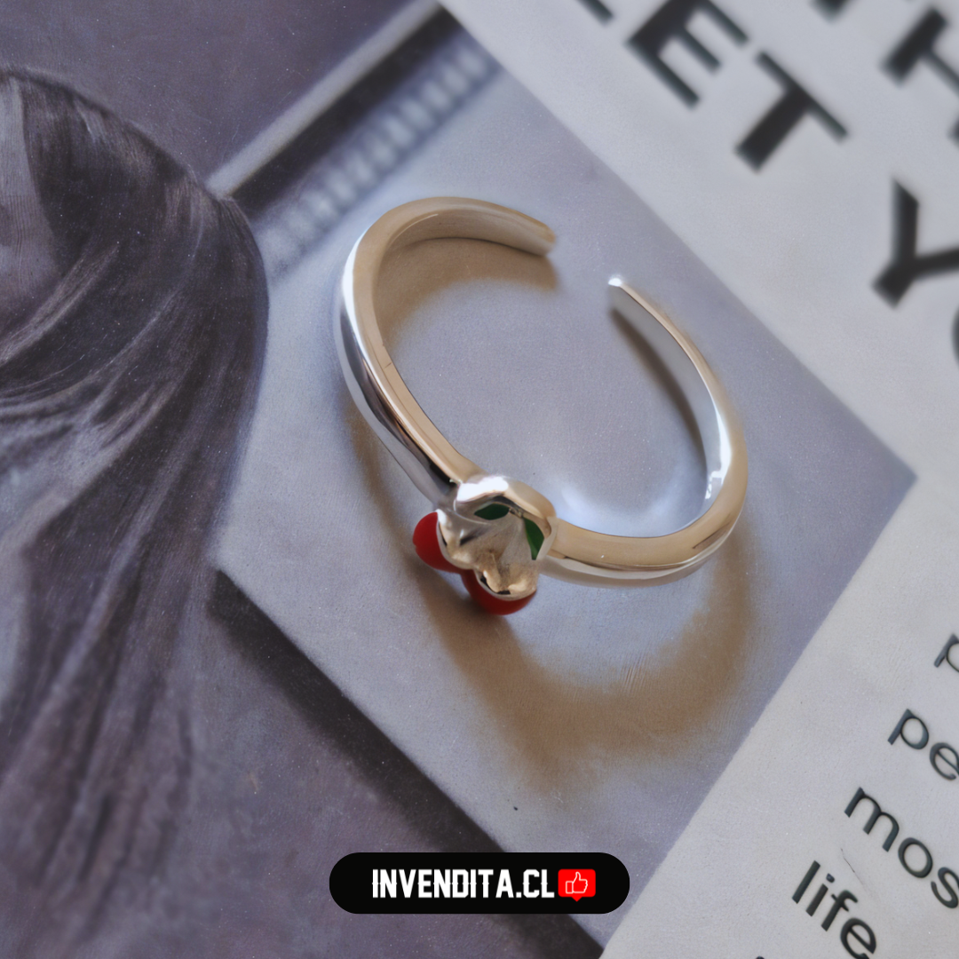 Anillo de plata 925 MIDI cereza esmaltada