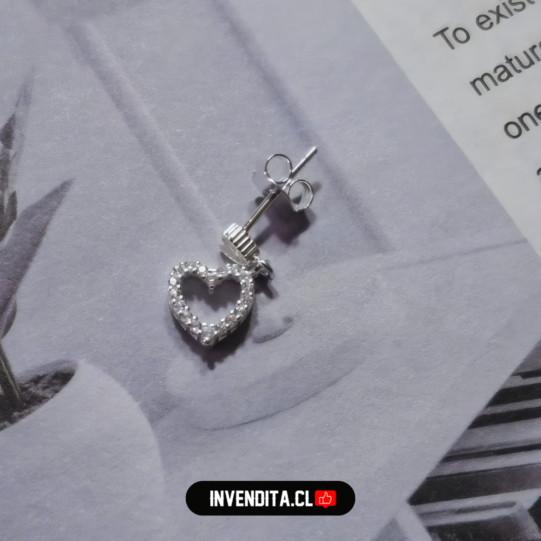Aros de plata 925 corazones colgantes con circones