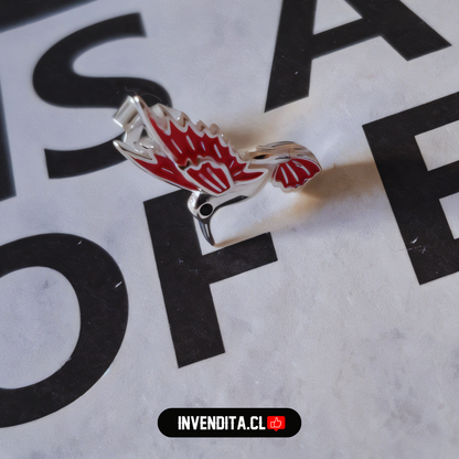 Aros de plata 925 diseño colibrí con alas rosadas