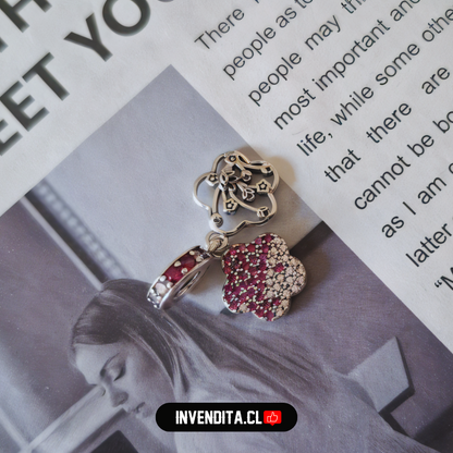 Charm estilo pandora flores pink circones