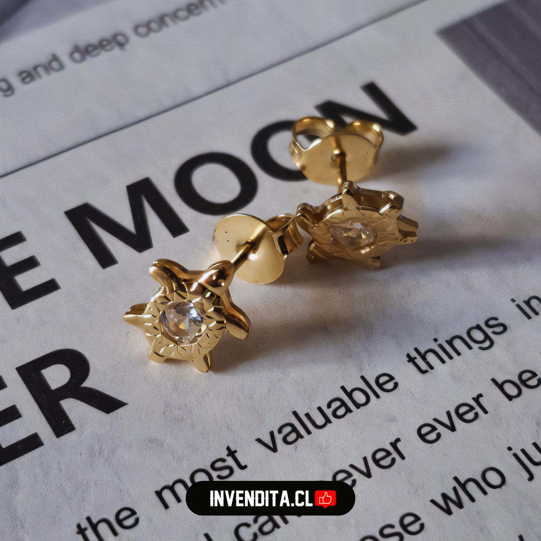 Aros enchapados en oro tortuga con circón blanco