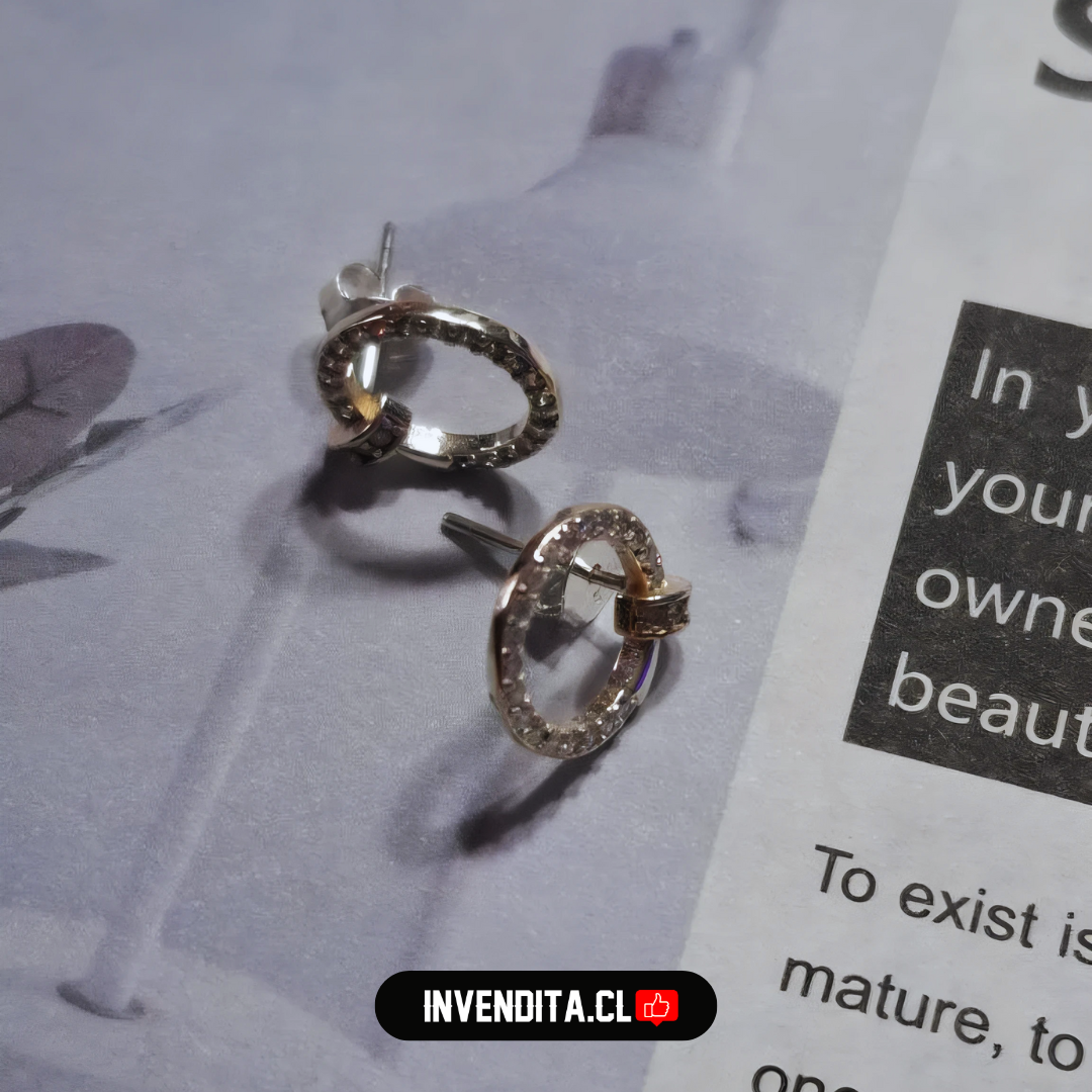 Aros de plata 925 estilo arete circular con circones