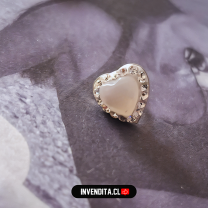 Aros de plata 925 corazón con perla y circones