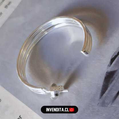 Aros enchapados en plata diseño argollas triple banda lisa