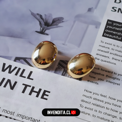 Aros enchapados en oro modelo ovalo liso