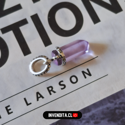 Charm estilo pandora péndulo de cuarzo lila