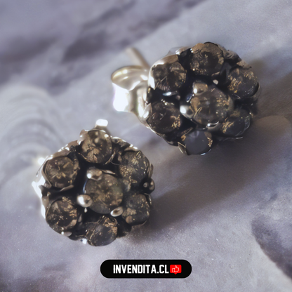 Conjunto de plata 925 trio de circones floreados