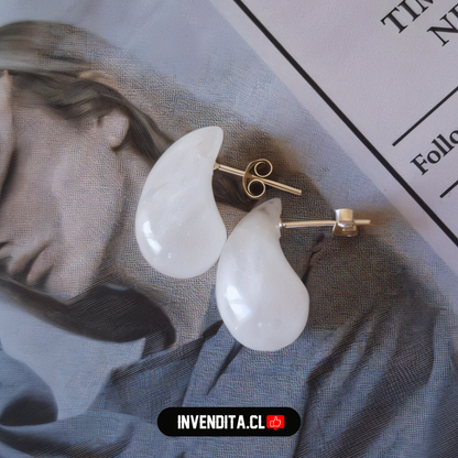 Aros de plata 925 gota chunky cuarzo blanco