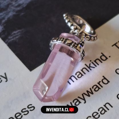Charm estilo pandora péndulo de cuarzo rosa