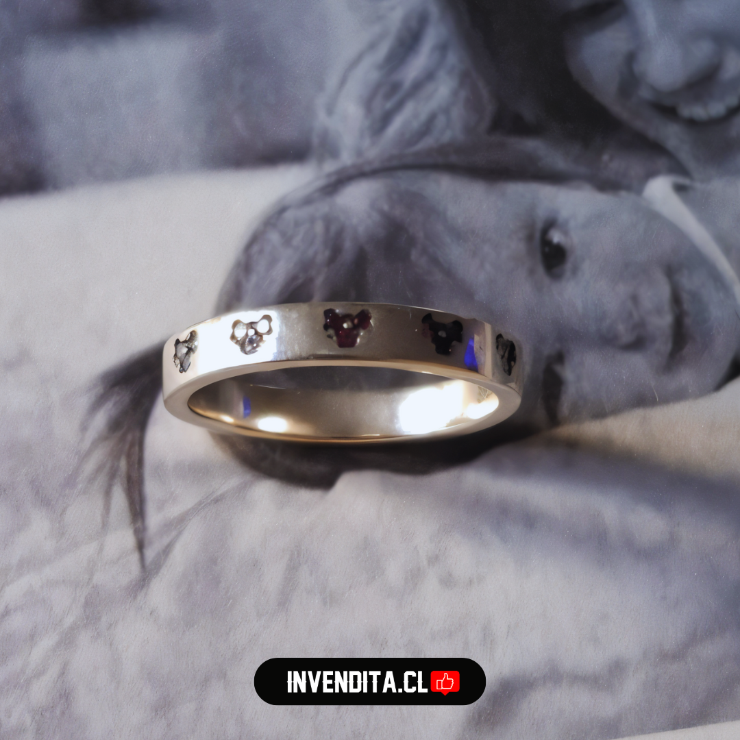 Anillo de plata 925 estilo banda con circones de colores